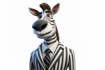 Fototapeta na wymiar 3d character of a business zebra