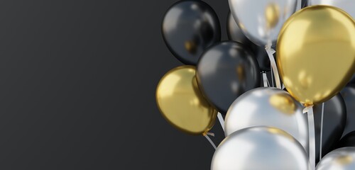glitter balloon background festival decorations 3D illustration
