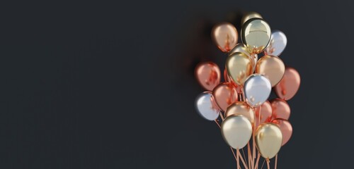 glitter balloon background festival decorations 3D illustration