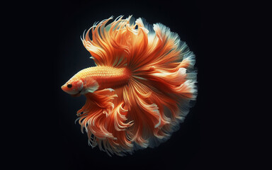 Obraz premium Thai fighting fish multi colored fish fish tail black background