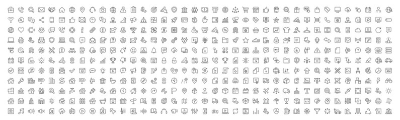Line icons big set. business, finance, contact, ecommerce, teamwork, banking, marketing, seo icon. Popular icons set. Vector