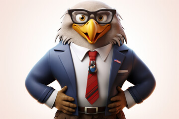 3d character of a business eagle