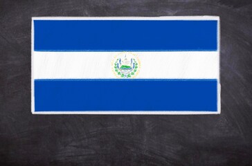Hand drawn flag of El Salvador on a black chalkboard
