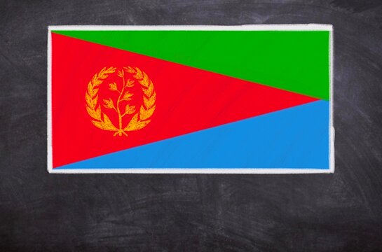 Hand drawn flag of Eritrea on a black chalkboard