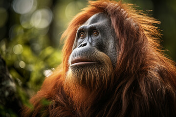 Sumatran Orangutan. Listed as endangered in IUCN Red List.