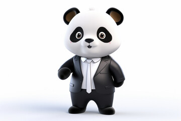 3d character of a panda in business uniform