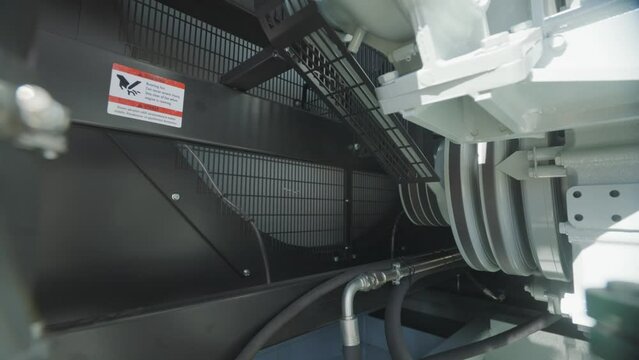 Industrial diesel generator inside. Diesel generator set. Modern industrial diesel generator inside