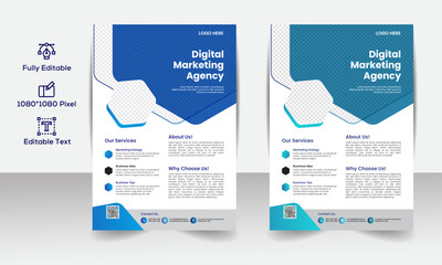 Hexa Creative Corporate flyer design template for your any kind of business, two color editable file.