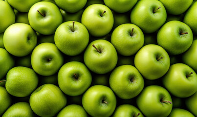 Green apple background top view