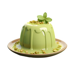 Pistachio pudding on transparent background, 3d vector, white background, isolated, icon material, vector illustration