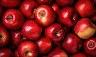 Red apple background top view