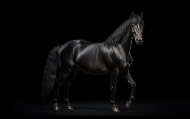 Obraz na płótnie Canvas Beautiful black frisian stallion