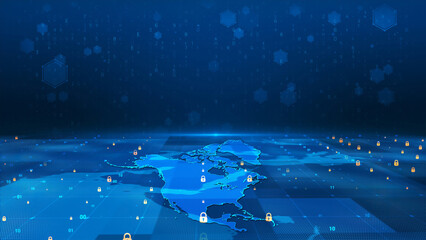 North American digital business security key map background