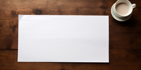 Obraz na płótnie Canvas Blank white paper or card set on a brown table