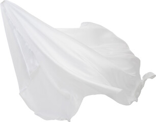 white cotton fabric Isolated In White Transparent Background , White Falling Fabric isolated on...