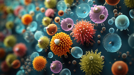 Obraz premium bacteria under a microscope, microorganisms, viruses, microbes, protozoa, science, biology, plants, algae, abstract background, art, laboratory, flowers, chemistry