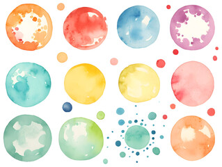 Set of colorful watercolor splashes on white background