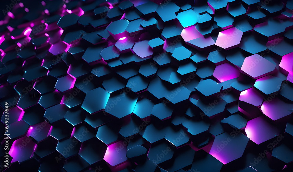 Poster abstract background of hexagons. 3d rendering, 3d illustration.