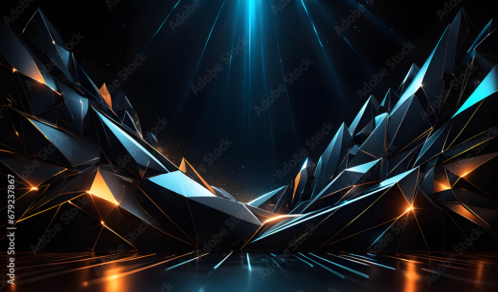 Aufkleber abstract polygonal background with glowing lines. 3d rendering