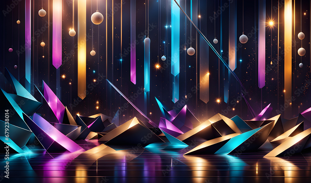 Aufkleber abstract background with geometric shapes. 3d rendering, 3d illustration.