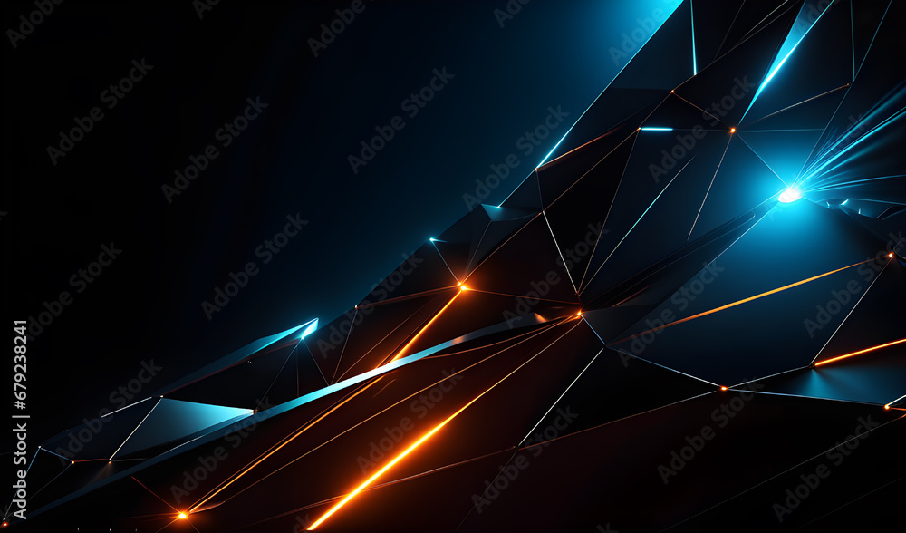 Aufkleber abstract polygonal background with glowing lines. 3d rendering