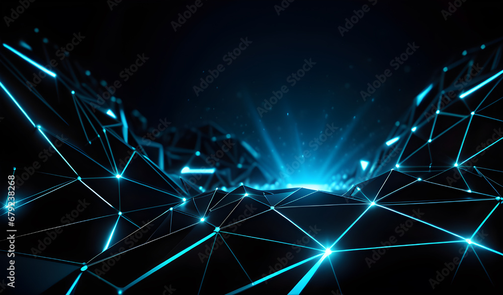 Aufkleber abstract polygonal background with glowing lines. 3d rendering
