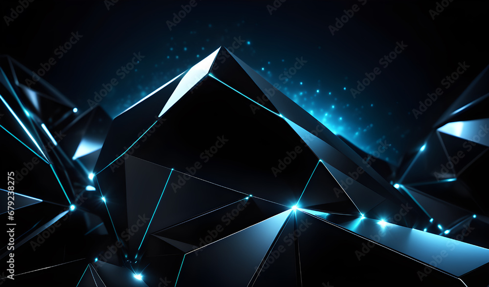 Aufkleber abstract polygonal background with glowing lines. 3d rendering