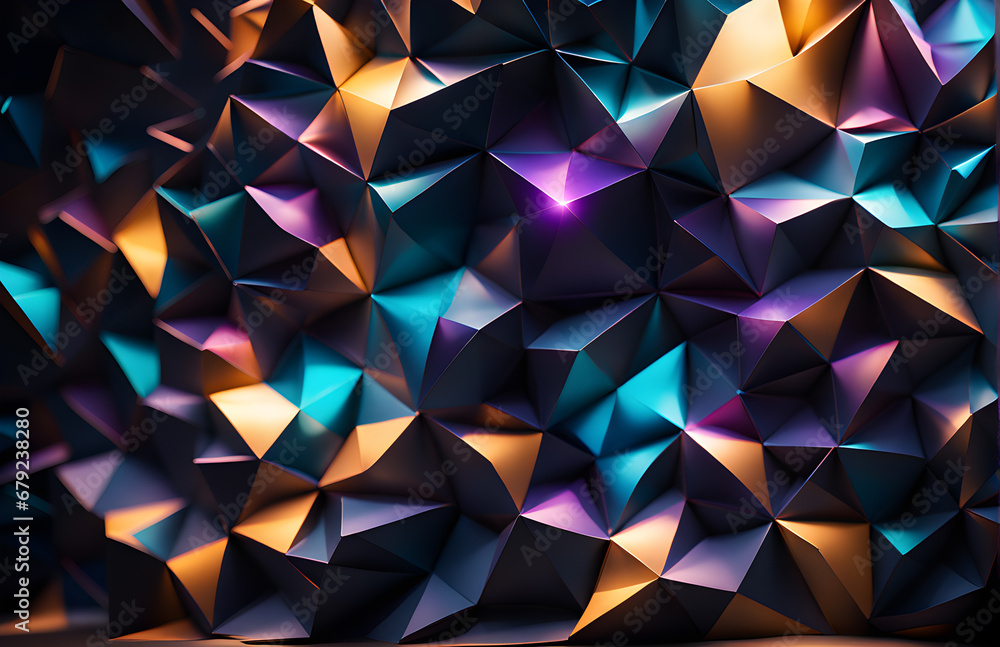 Poster abstract polygonal background. futuristic technology style. 3d rendering