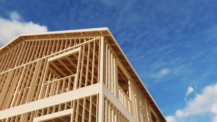 Conceptual video of a frame house under construction. 