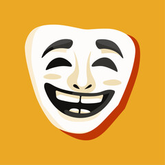 Theater mask flat icon isolated on a white background. Vector Illustration. theatrical laughing mask comedy symbol