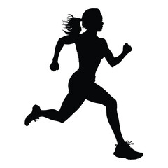 Fototapeta na wymiar Running Woman Silhouette on White
