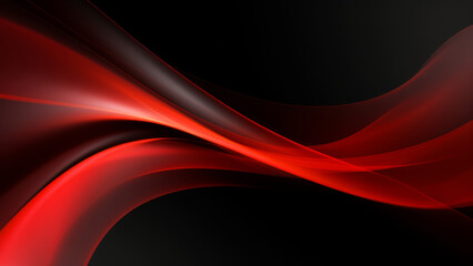 Abstract red black waves design with smooth curves and soft shadows on clean modern background. Fluid gradient motion of dynamic lines on minimal backdrop - obrazy, fototapety, plakaty