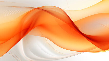 Abstract transparent orange waves design with smooth curves and soft shadows on clean modern background. Fluid gradient motion of dynamic lines on minimal backdrop
