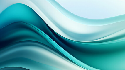 Abstract clean peppermint blue waves design with smooth curves and soft shadows on clean modern background. Fluid gradient motion of dynamic lines on minimal backdrop