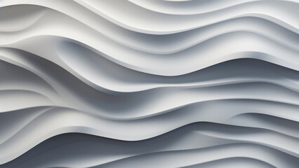 Abstract gypsum grey waves design with smooth curves and soft shadows on clean modern background. Fluid gradient motion of dynamic lines on minimal backdrop