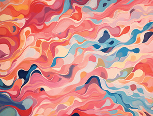 Fototapeta na wymiar multicolor swirling shapes, vibrant colors, coral reef pattern background Illustration