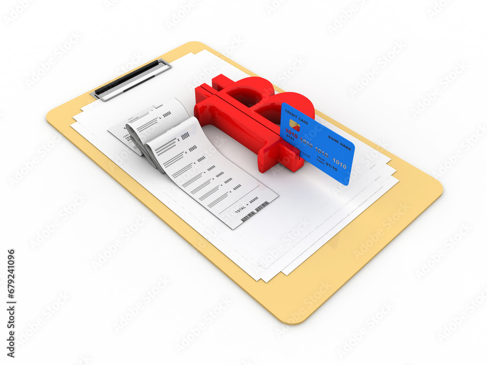 Poster 3d rendering debit card swiping bitcoin