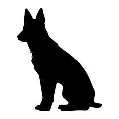 German shepherd Dog Vector Silhouette, Generative AI.	