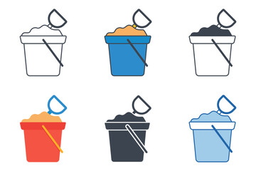 Bucket and Spade icon collection with different styles. Sand bucket icon symbol vector illustration isolated on white background