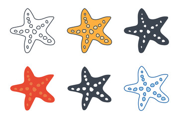 Starfish icon collection with different styles. Starfish Aquatic life icon symbol vector illustration isolated on white background