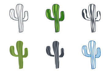 Cactus icon collection with different styles. Mexican cactus icon symbol vector illustration isolated on white background