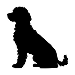 Golden Doodle Dog Vector Silhouette, Generative AI.