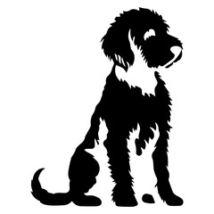 Golden Doodle Dog Vector Silhouette, Generative AI.