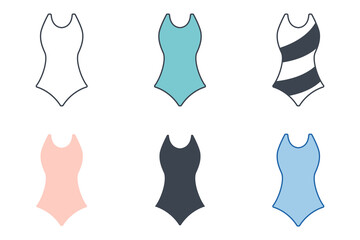 Swimwear icon collection with different styles. swimsuit lingerie technical fashion icon symbol vector illustration isolated on white background - obrazy, fototapety, plakaty