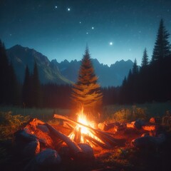 campfire in the forest