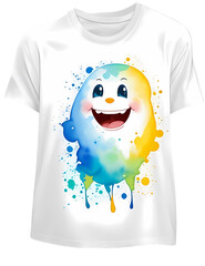 Happy Easter egg with colorful splash on t-shirt. Vector illustration on transparent background