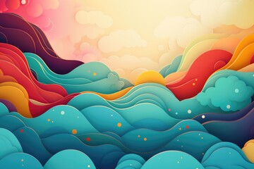 Abstract colorful background with mountains and clouds. Abstract background for Make Your Dream Come True Day.