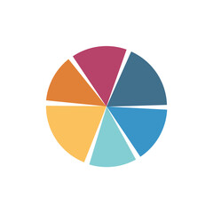 Circular structure chart divided into multicolor segments. Piechart with segments and slices. 