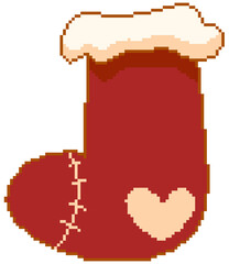A lovely pixel Christmas sock illustration.	