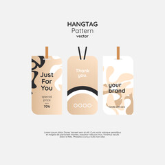 Contemporary patterns for hang tags, labels, price tag, sale tag, gift tag. Isolated white background. Shopping tag modern in mocha color. Templates for sales and production needs.